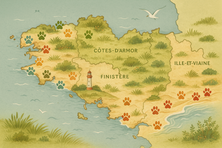 découvrez les plages autorisées aux chiens en bretagne, classées par département et par saison, pour profiter de balades en bord de mer avec votre compagnon à quatre pattes.
